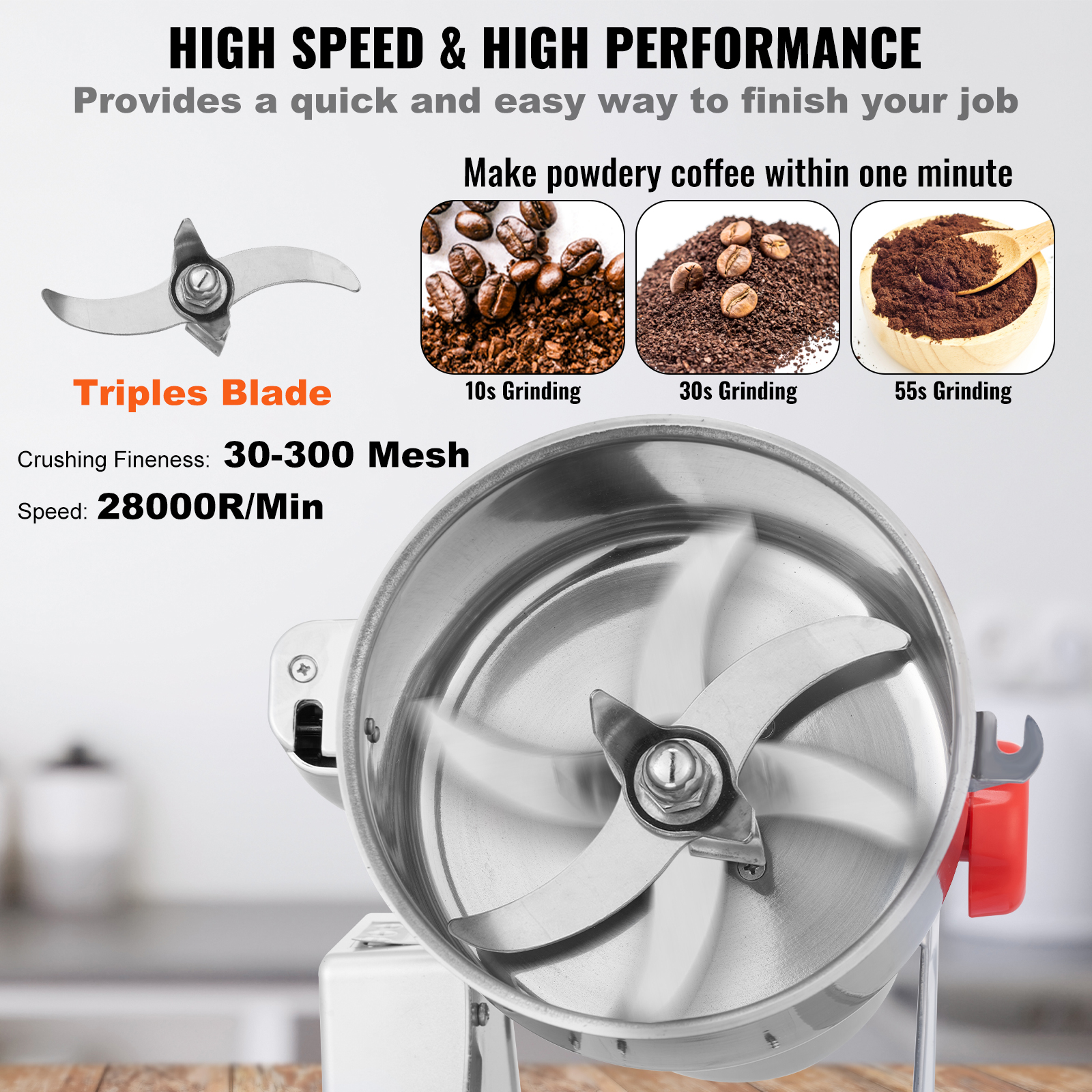 150-2500g Commercial Spice Grinder Electric Grain Mill Grinder High Speed - Picture 54 of 170