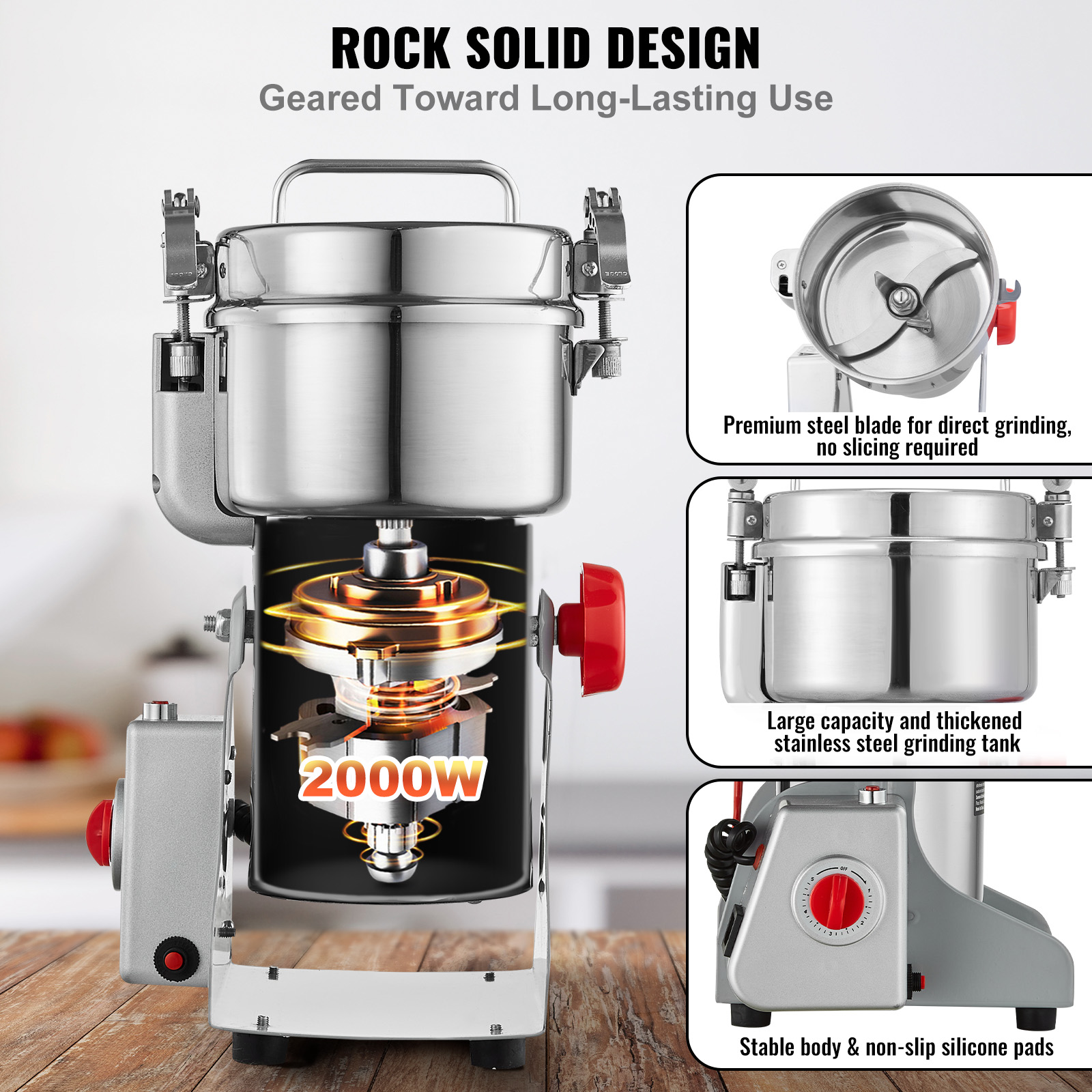 150-2500g Commercial Spice Grinder Electric Grain Mill Grinder High Speed - Picture 65 of 170