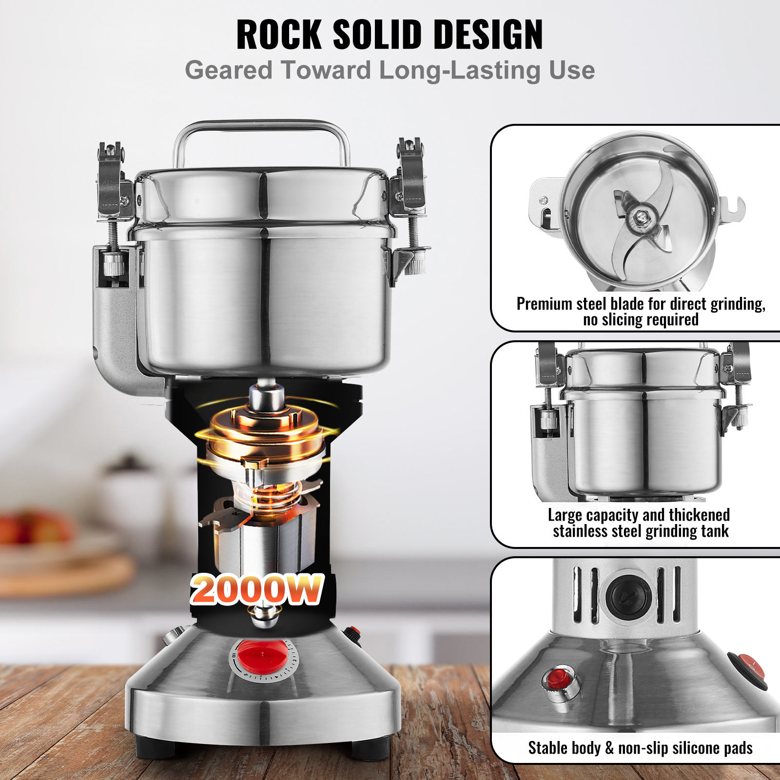 150-2500g Commercial Spice Grinder Electric Grain Mill Grinder High Speed - Picture 29 of 170
