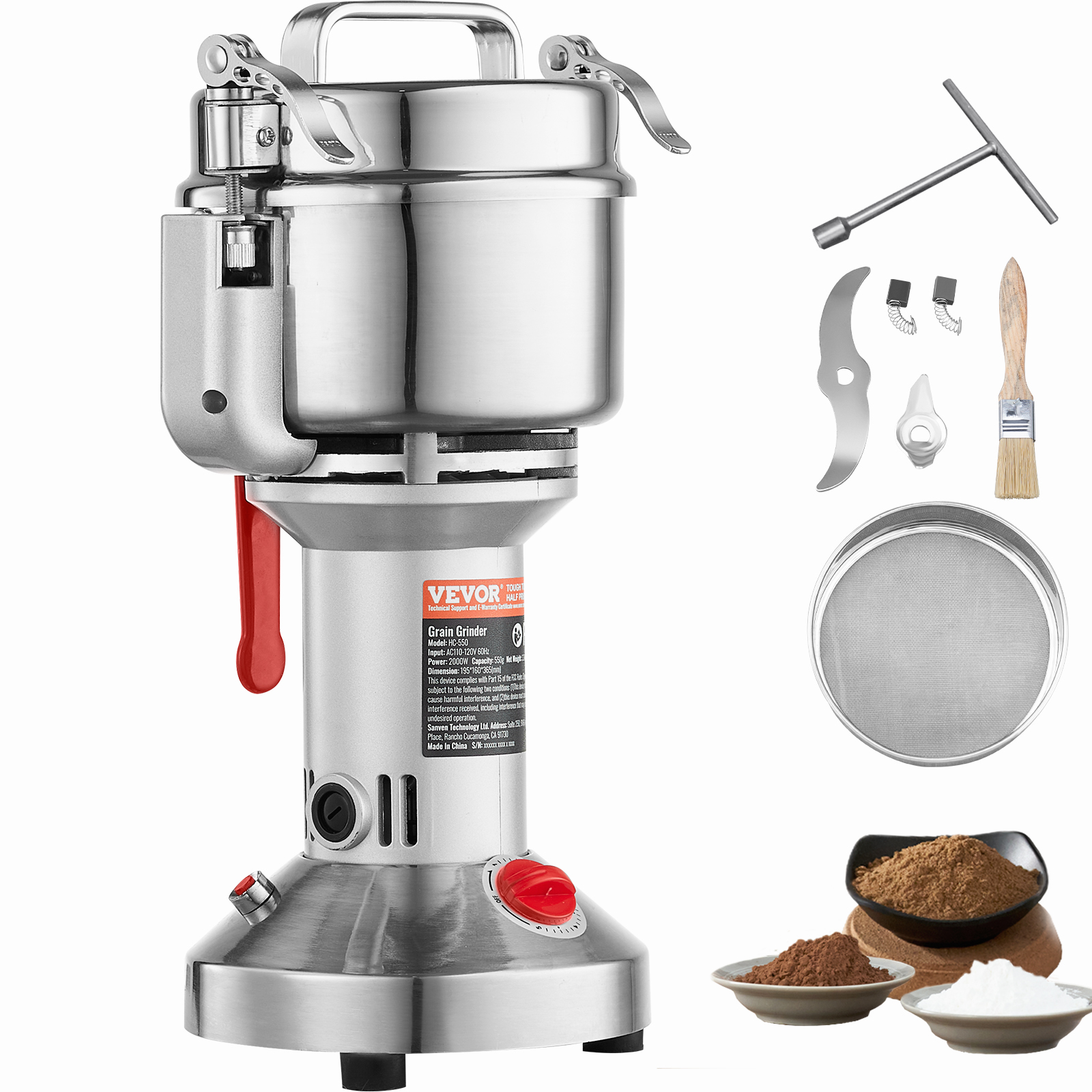 150-2500g Commercial Spice Grinder Electric Grain Mill Grinder High Speed - Picture 27 of 170