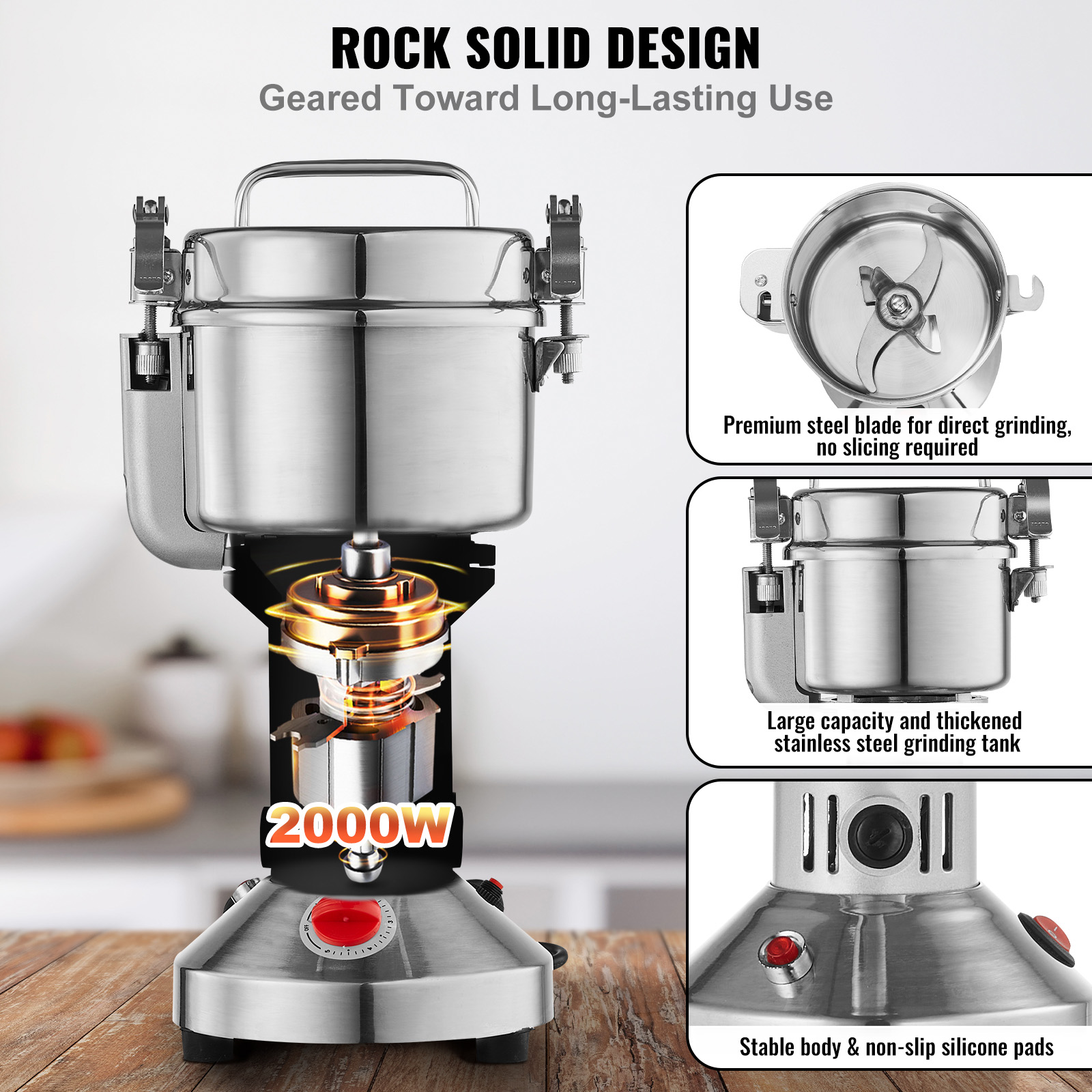 150-2500g Commercial Spice Grinder Electric Grain Mill Grinder High Speed - Picture 41 of 170