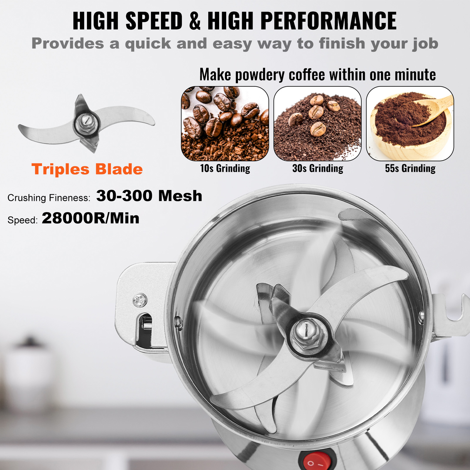 150-2500g Commercial Spice Grinder Electric Grain Mill Grinder High Speed - Picture 42 of 170