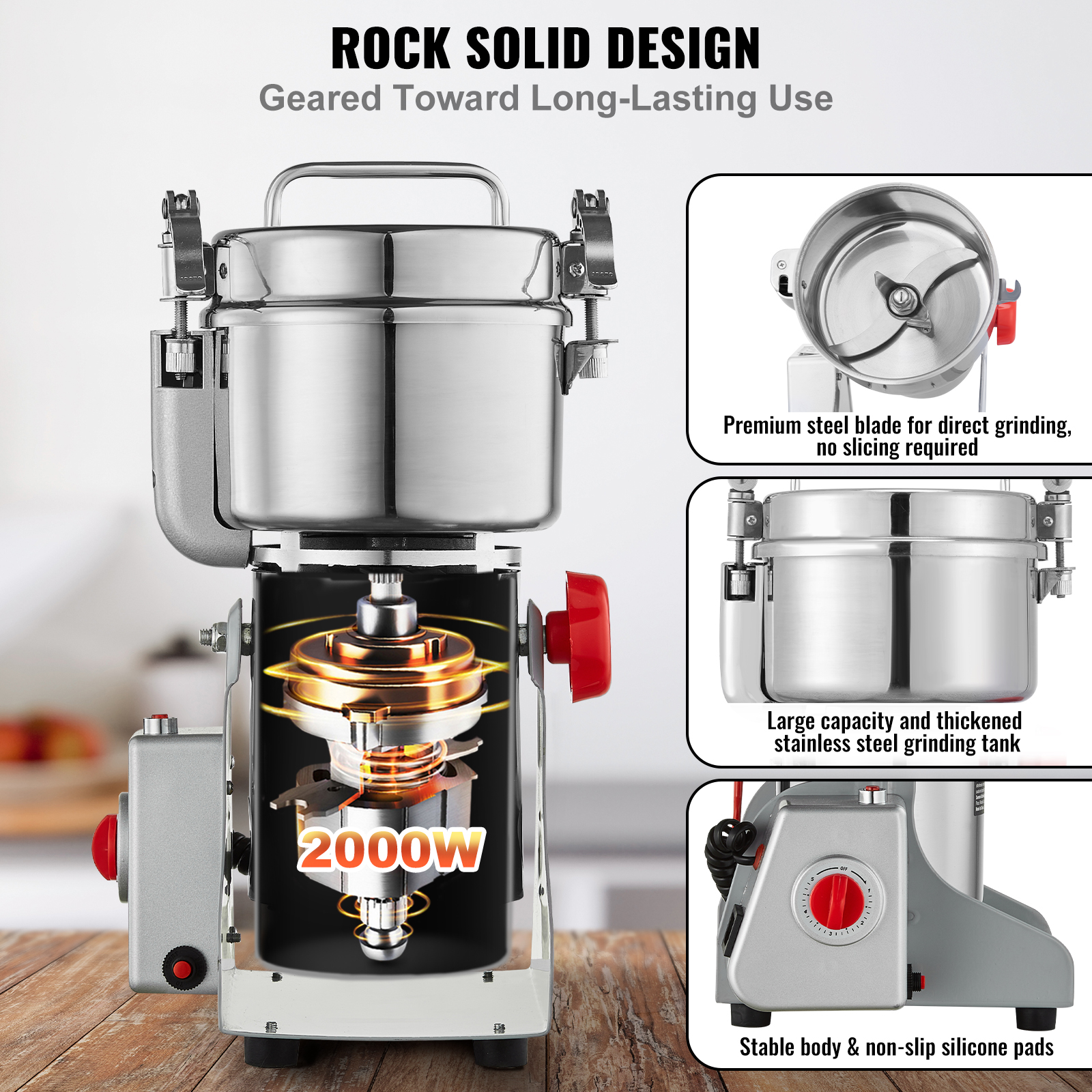 150-2500g Commercial Spice Grinder Electric Grain Mill Grinder High Speed - Picture 77 of 170