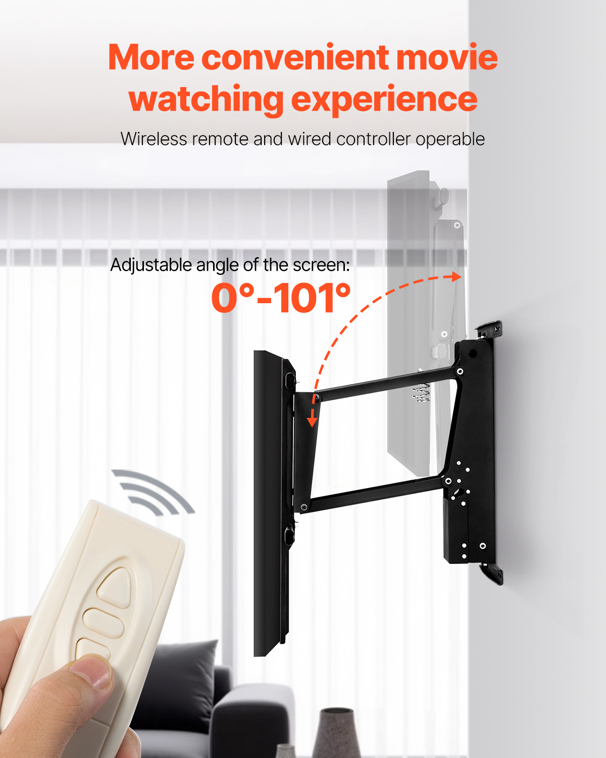 Motorized Ceiling/Wall Mount/Lift TV Mount for 32-55/65/70in Screen Adjustable - Picture 16 of 81