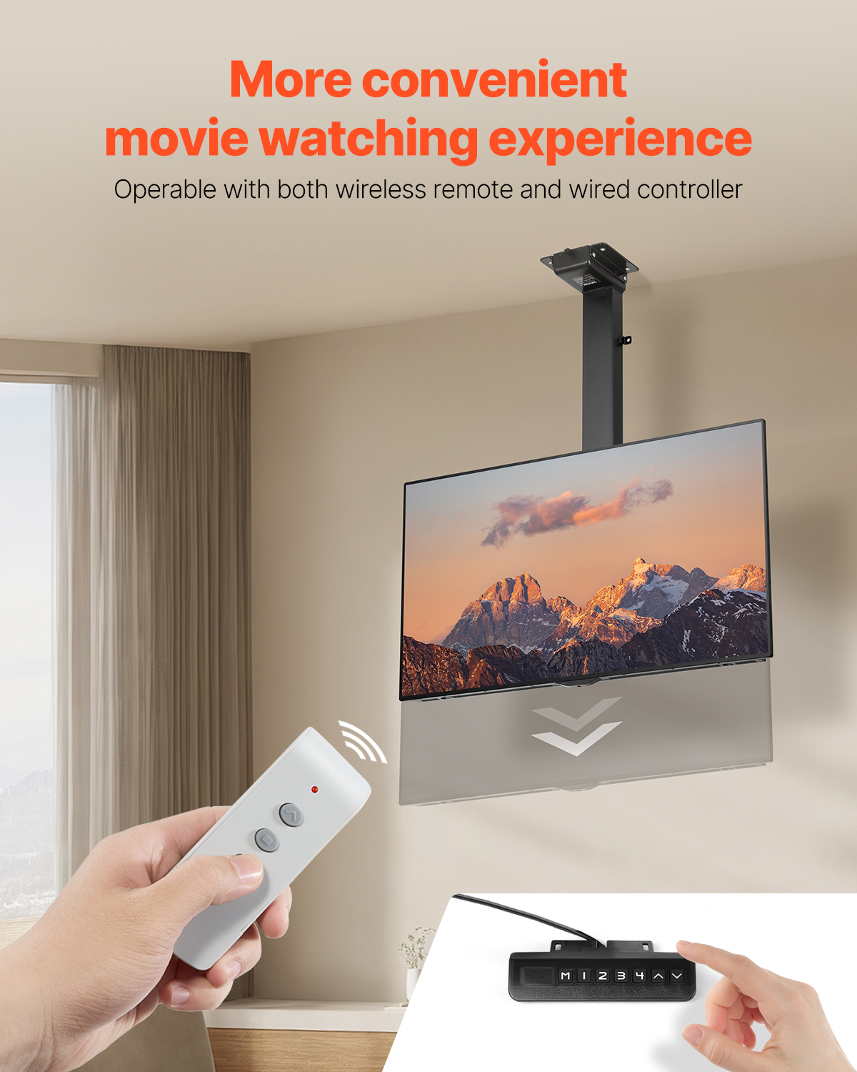Motorized Ceiling/Wall Mount/Lift TV Mount for 32-55/65/70in Screen Adjustable - Picture 63 of 81