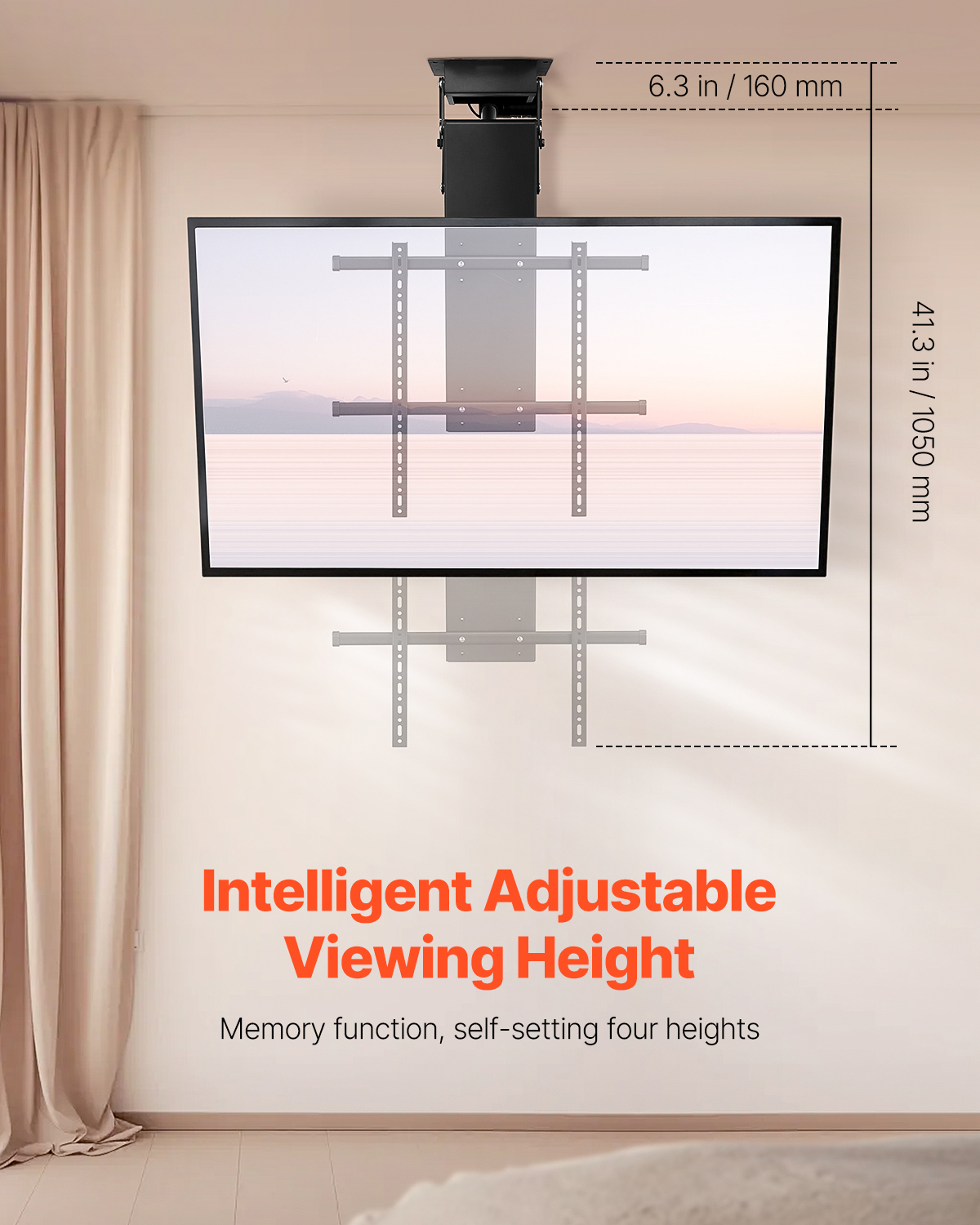 Motorized Ceiling/Wall Mount/Lift TV Mount for 32-55/65/70in Screen Adjustable - Picture 36 of 81