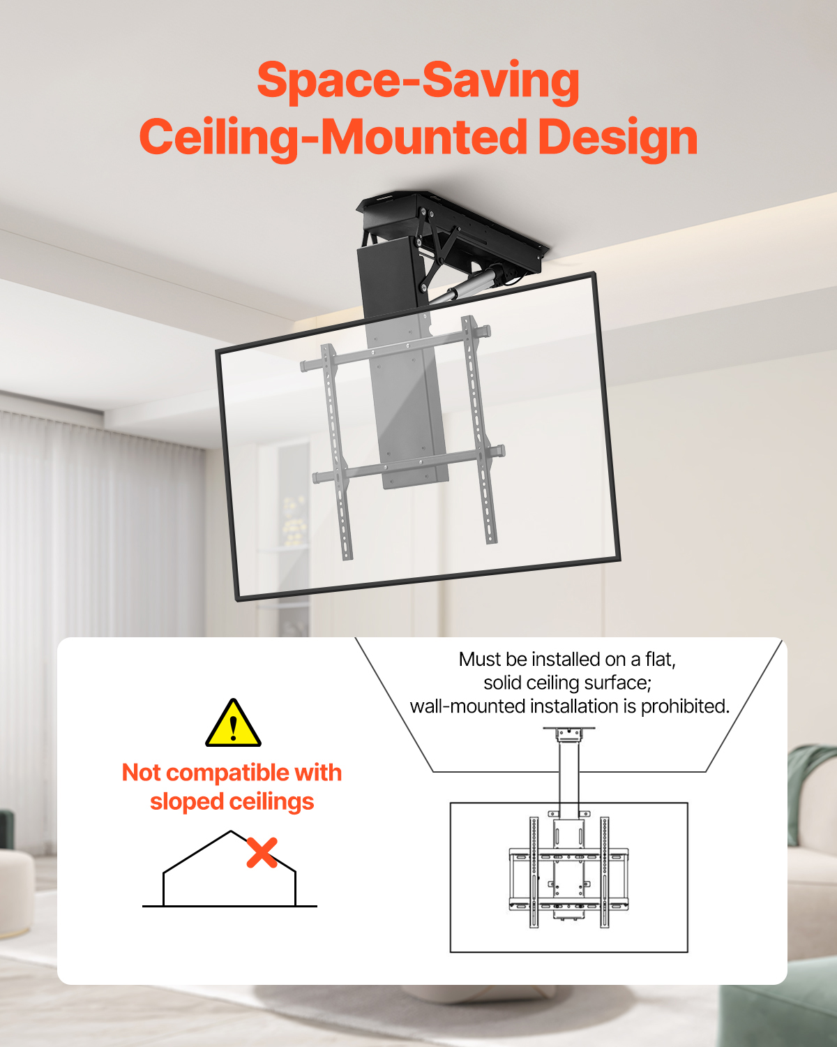 Motorized Ceiling/Wall Mount/Lift TV Mount for 32-55/65/70in Screen Adjustable - Picture 40 of 81