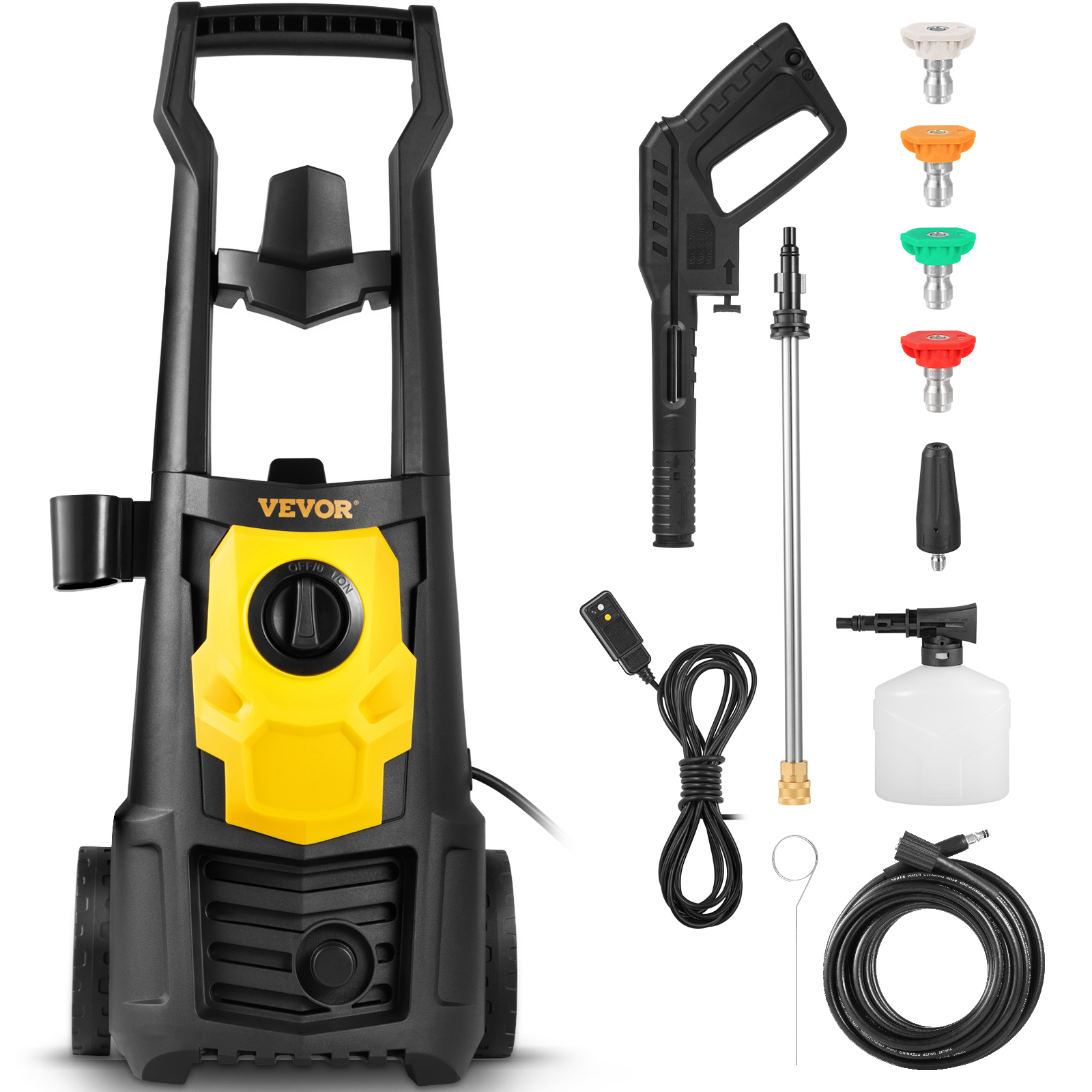 VEVOR Electric Pressure Washer 2000 Psi Max 1.76 Gpm Power Washer w/ 30 ft Hose 5 Quick Connect Nozzles Foam Cannon Portable to Clean Patios Cars