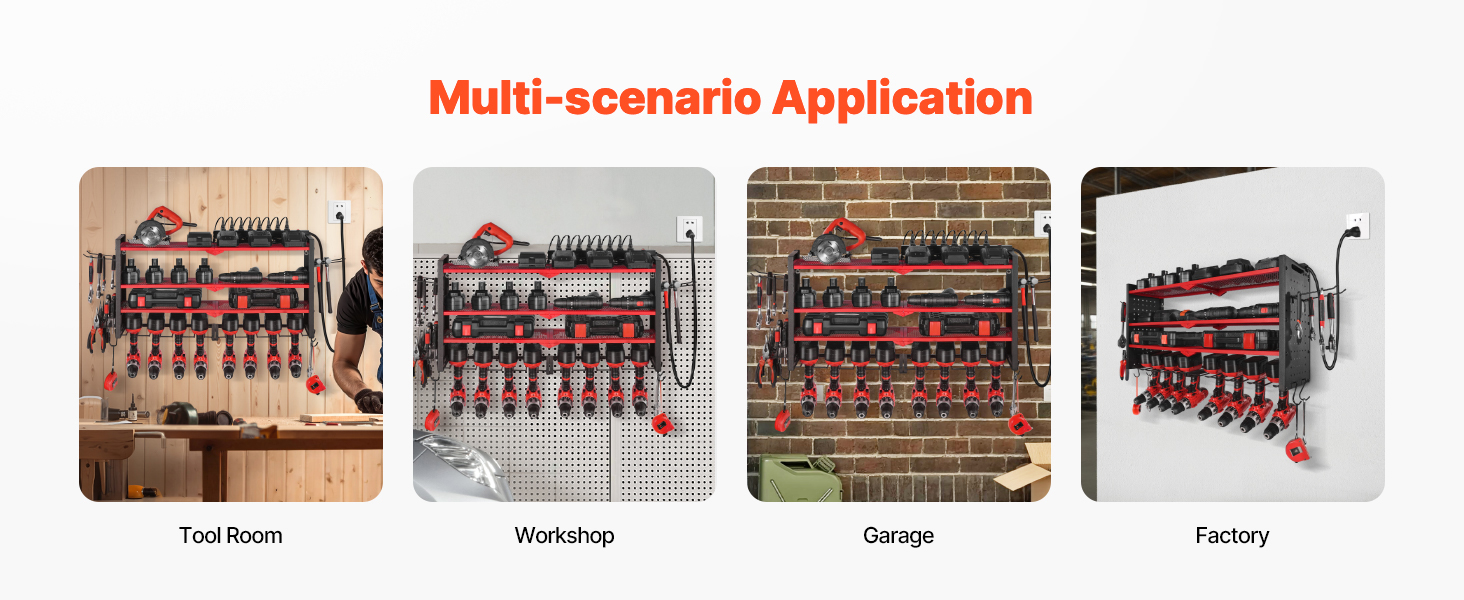 organized garage workspace with tool rack