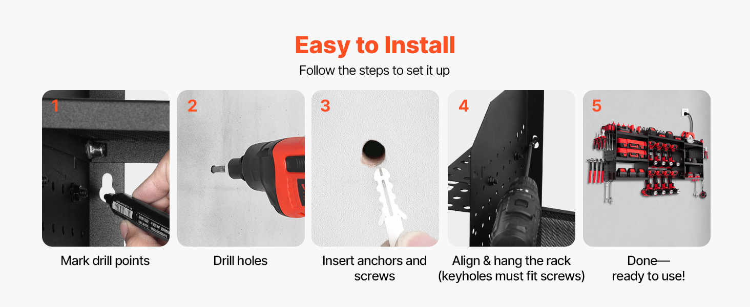 easy installation hardware for tool organizer