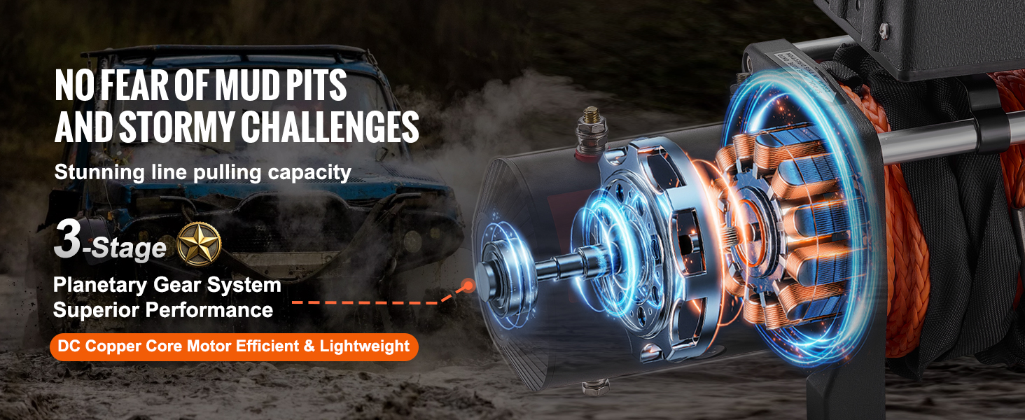 Elektrische Seilwinde 12 V 6123 kg Motorwinde mit Synthetikseil Off-Road Electric Winch A100 2.2w