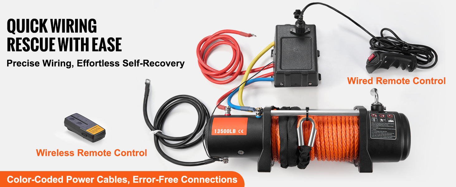Elektrische Seilwinde 12 V 6123 kg Motorwinde mit Synthetikseil Off-Road Electric Winch A100 2.5w