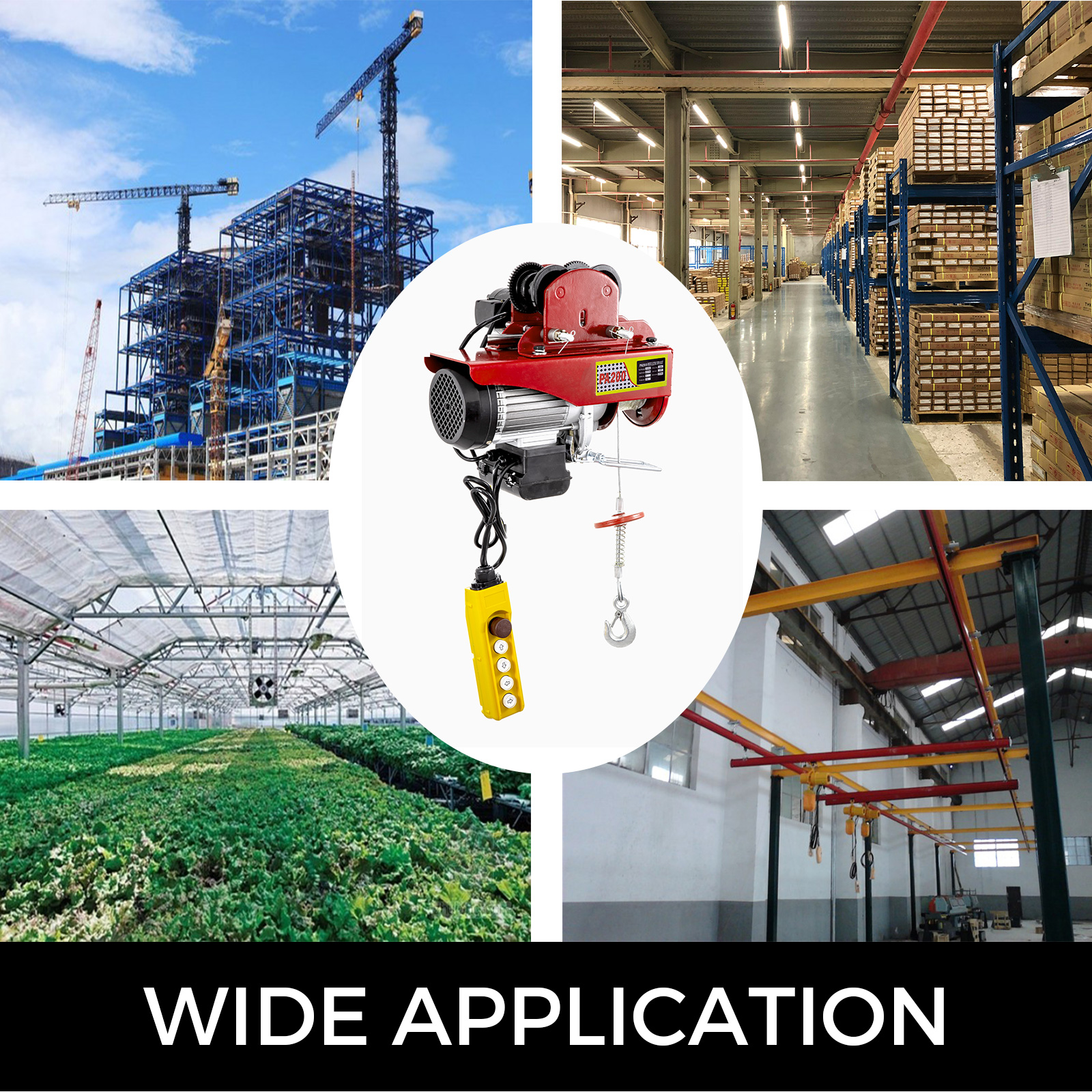 Elektrische kabellier met trolley trekkoord met laadvermogen 200kg