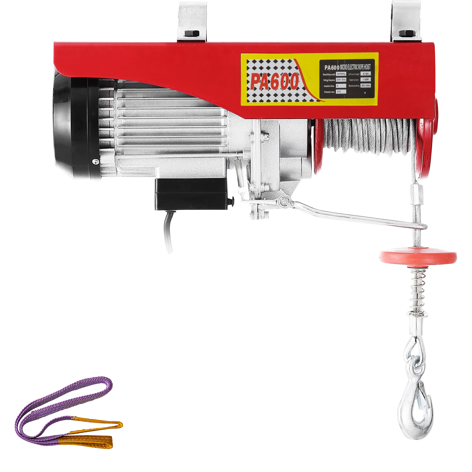 VEVOR Electric Hoist Electric Winch 600kg with 18m Wire Rope and Remote ...