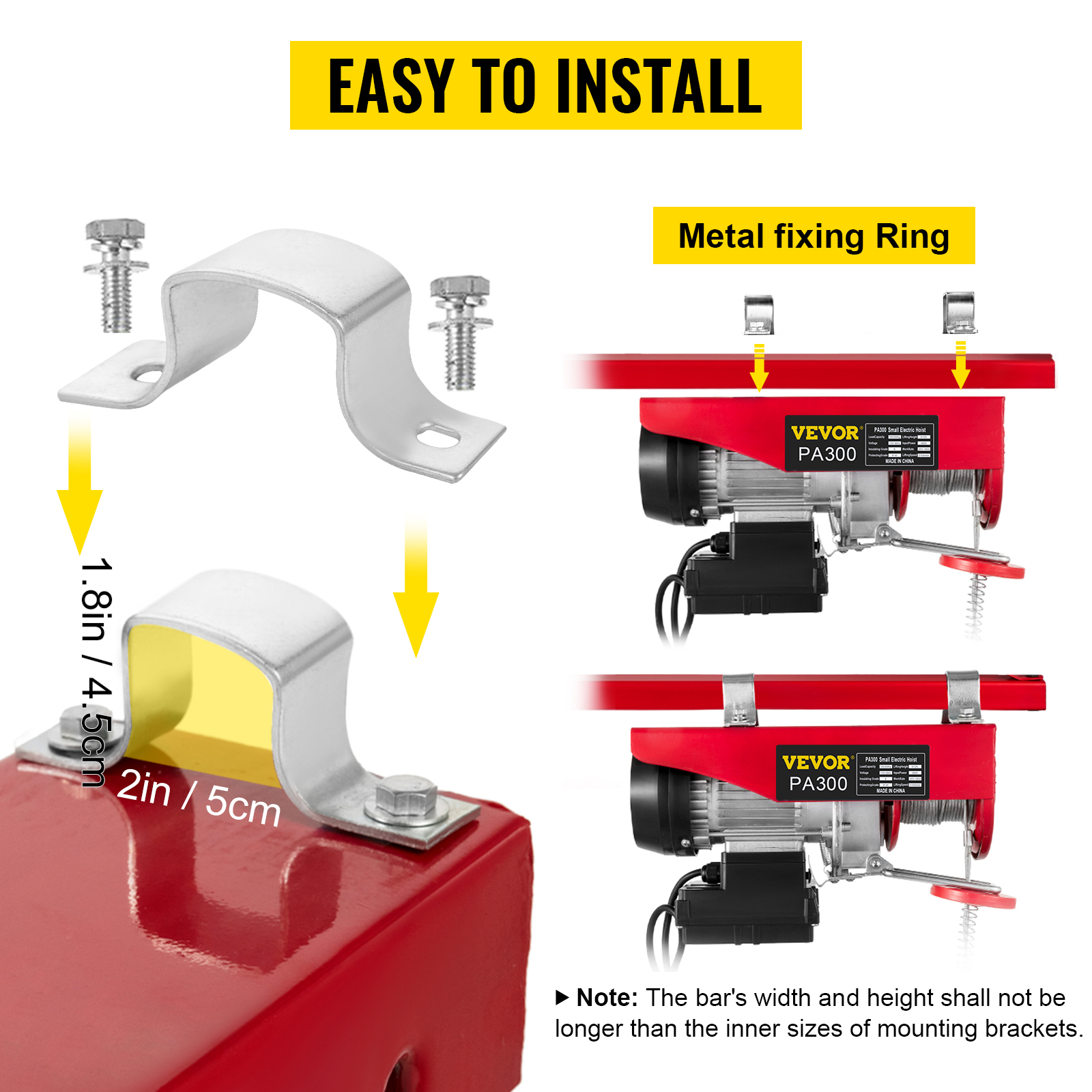 VEVOR 660LBS Electric Hoist With Wireless Remote Control & Single/Double Slings Electric Winch, Steel Electric Lift, 110V Electric Hoist For Lifting In Factories, Warehouses, Construction Site