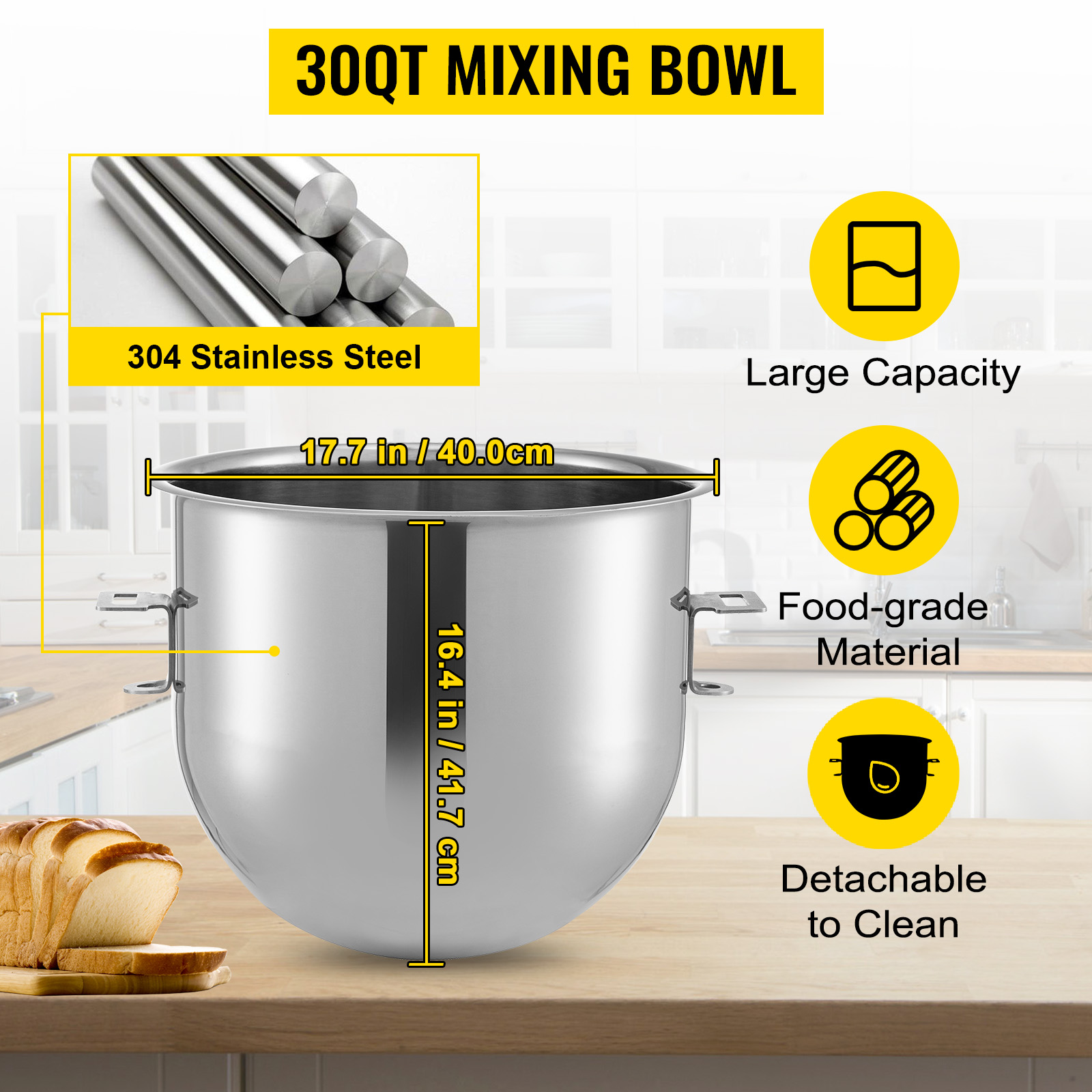 VEVOR Commercial Stand Mixer 10 qt. Dough Mixer Heavy Duty Silver Electric  Food Mixer with 3-Speeds Adjustable 450 W DDSYJ10QT110VDXFJV1 - The Home