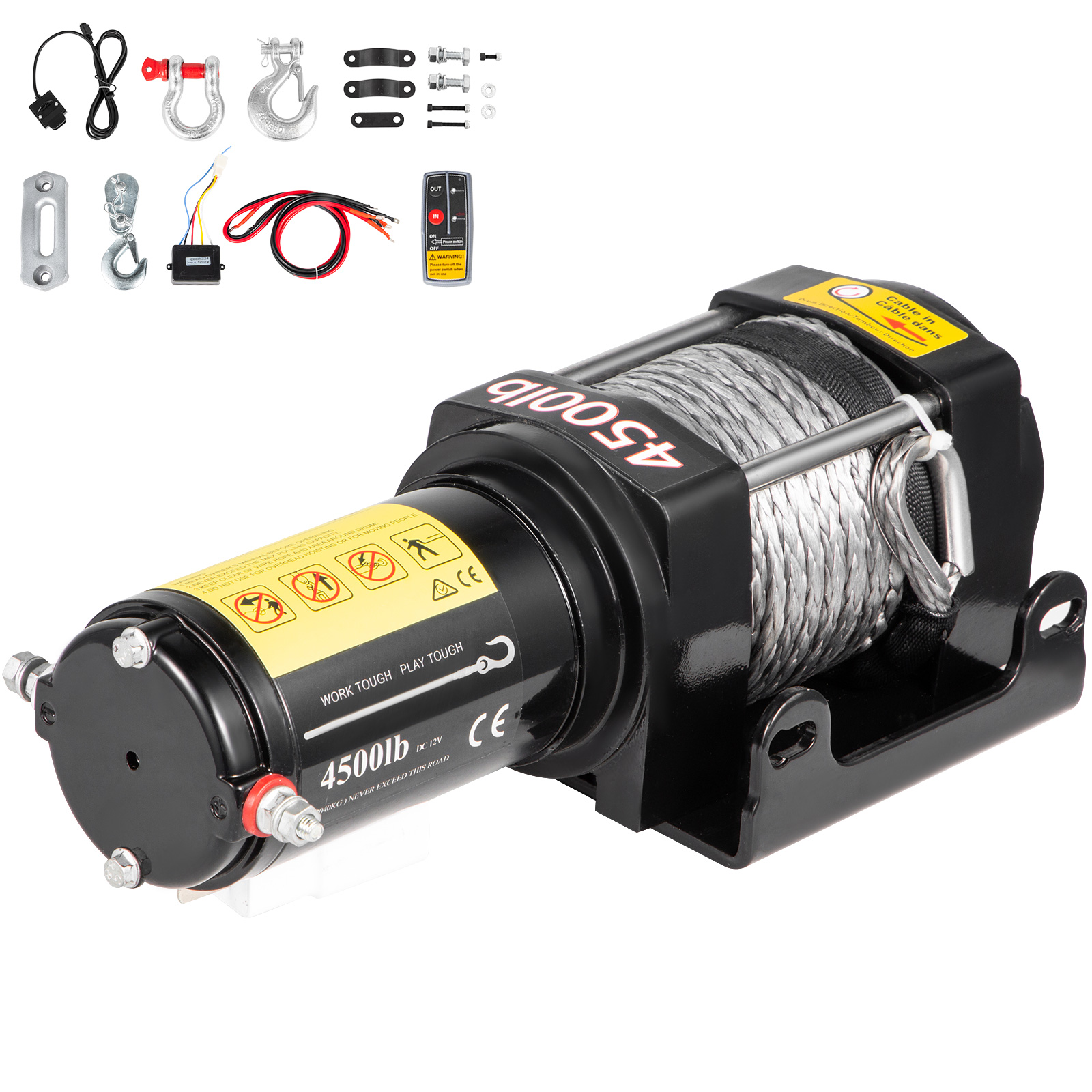 3000lbs Electric Recovery Winch 12V Wire Remote Control Kit ATV Trailer Truck UK