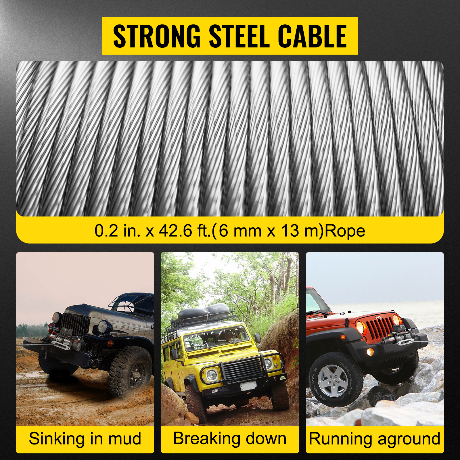 VEVOR Electric Winch, 5700 lbs Capacity, 42.6'/13m Steel Cable