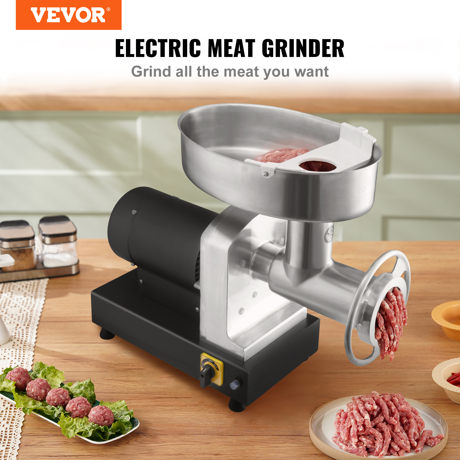 VEVOR Electric Commercial Meat Grinder 396/498/992lb/H Heavy Duty Sausage Maker