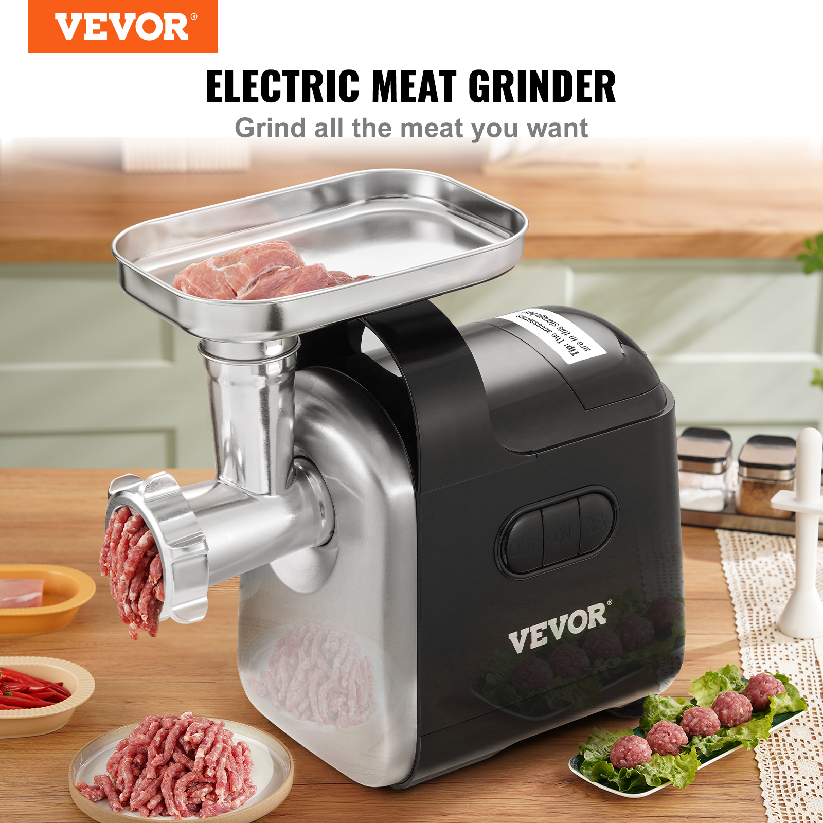 VEVOR Electric Commercial Meat Grinder 396/498/992lb/H Heavy Duty Sausage Maker