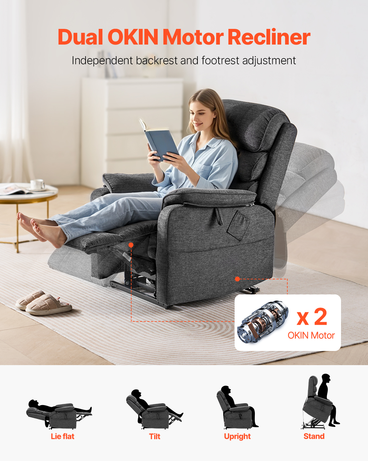 Power Lift Recliner Chair for Elderly Heat and Massage Electric Recliner Medium