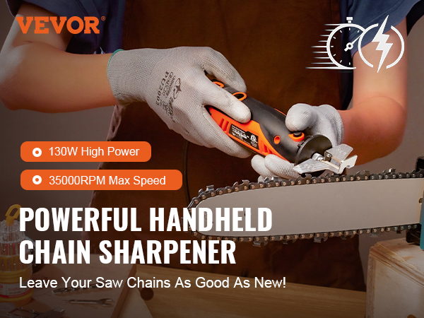 VEVOR Electric Chainsaw Sharpener Kit, 35000RPM Electric Handheld Saw Chain  Blade Sharpener, Speeds Professional Chain Saw Sharpener Tool with  Titanium-Plated Sharpening Wheels, Angle Attachment VEVOR US