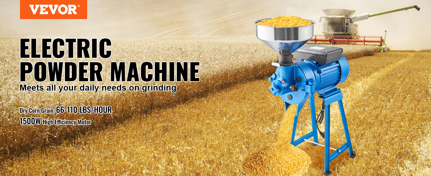 Electric Grinder machine,2in1 Dry and Wet Grinder Rice Wheat Mill Corn  Grain Poultry Feed Grinder Machine +Funnel,110V Stainless Steel Corn  Grinding