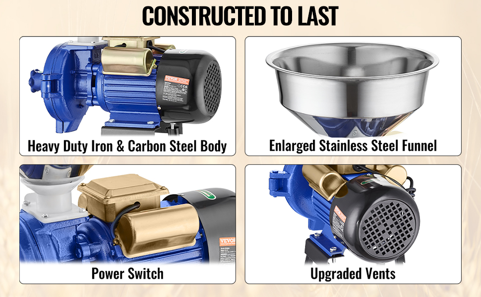 VEVOR 3000W Electric Grain Grinder Corn Wheat Flour Cereal Mill Dry