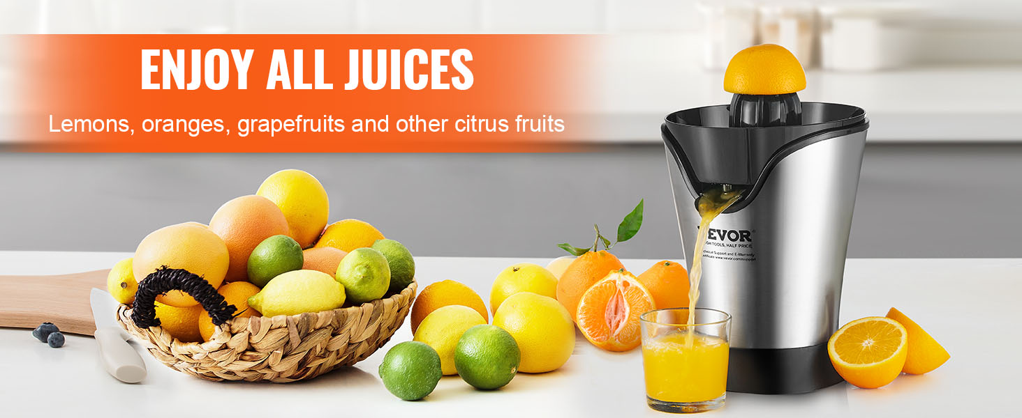VEVOR Exprimidor de Naranjas 120 W Auto Alimentación 22-30 naranjas/min  Acero