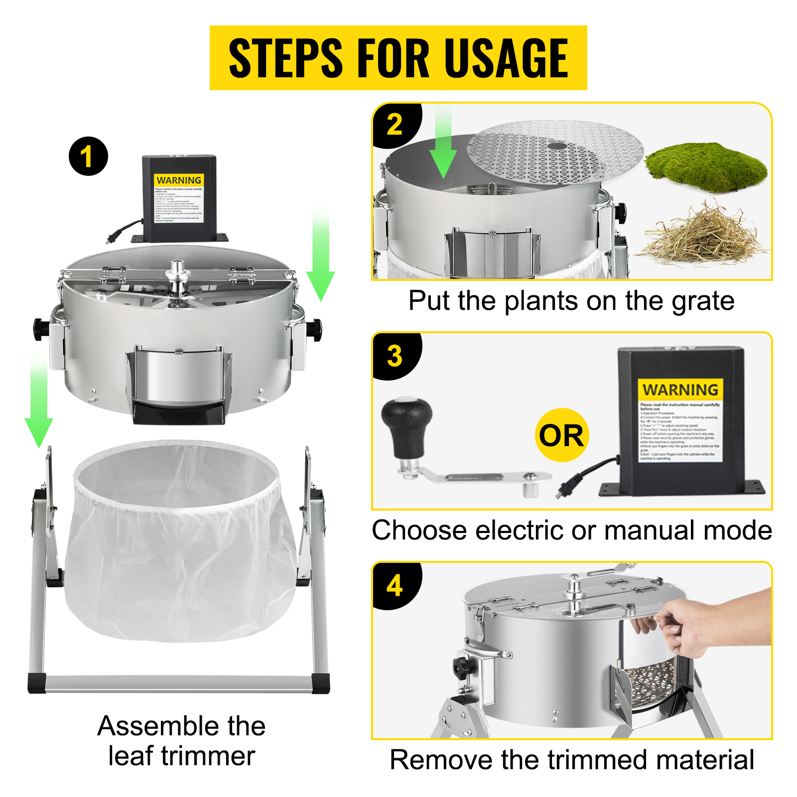 VEVOR Bud Leaf Trimmer, 16 inch Electric and Manual Hydroponic Dry or