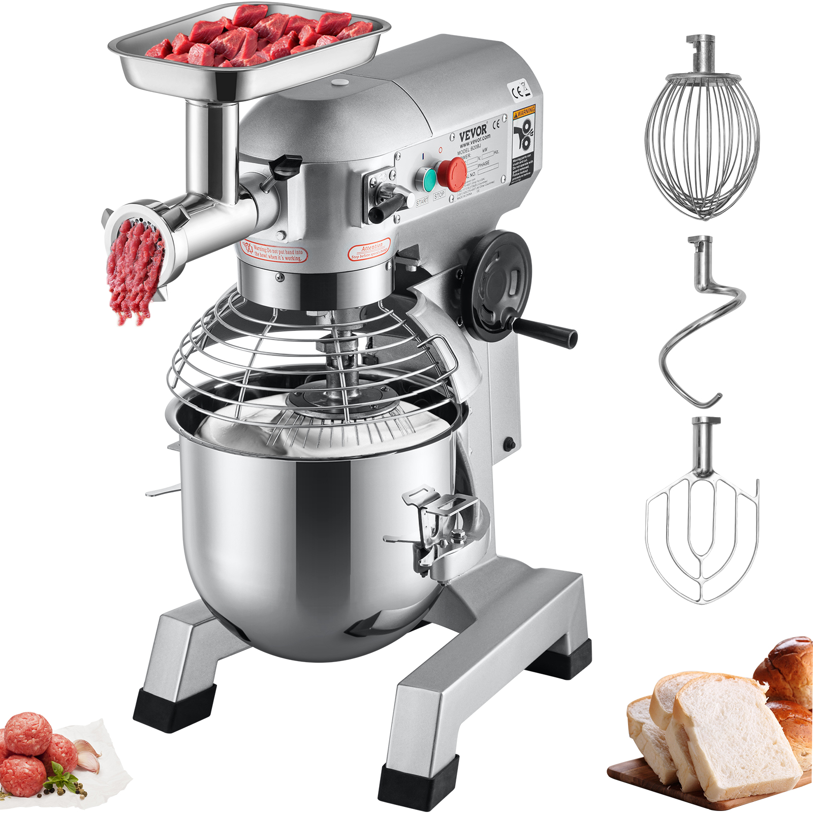 Robot Pâtissier Multifonction, 33 L, 3 Vitesses de Rotation