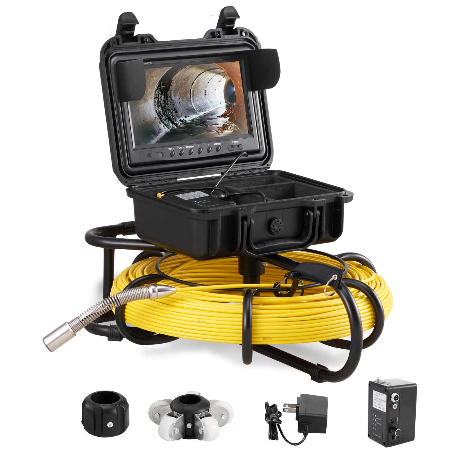 VEVOR Sewer Camera Pipe Inspection Camera W 512Hz Sonde 9in 720P Screen 300 ft