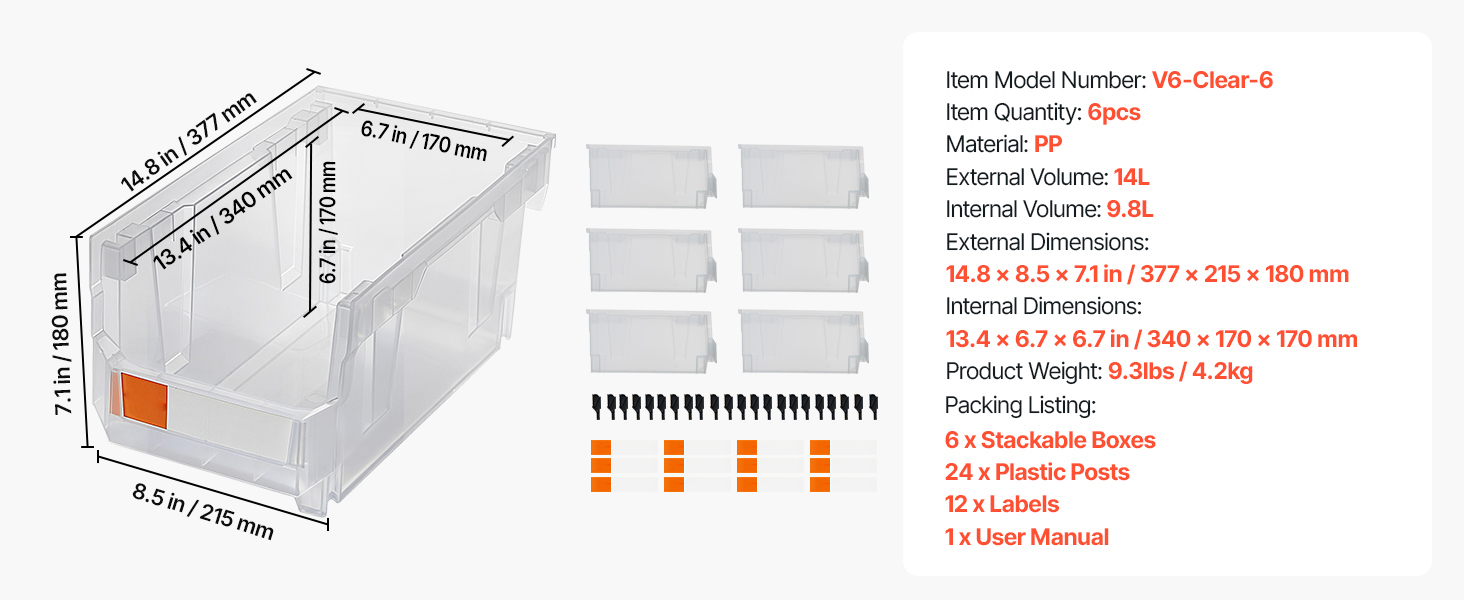 transparent bins set
