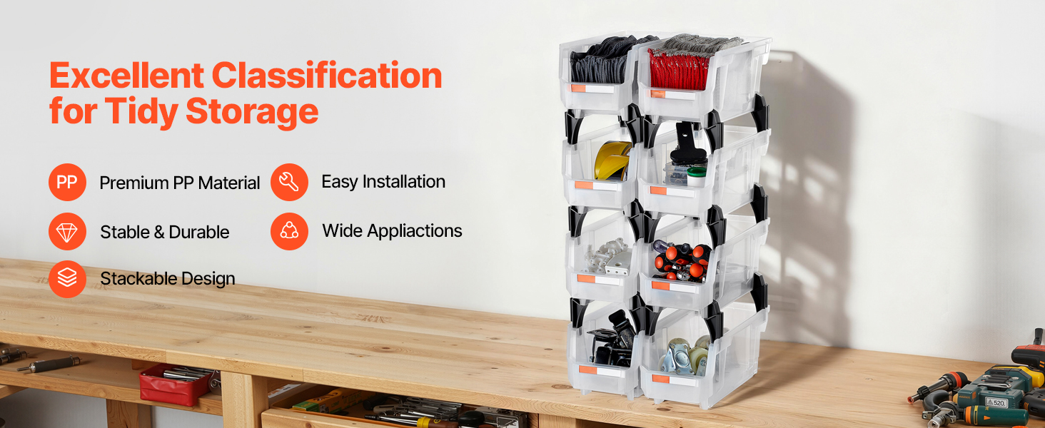 stacked bins in cabinet