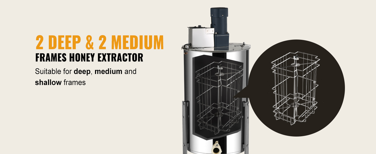 VEVOR Electric Honey Extractor, 2/4 Frames Honey Spinner Extractor