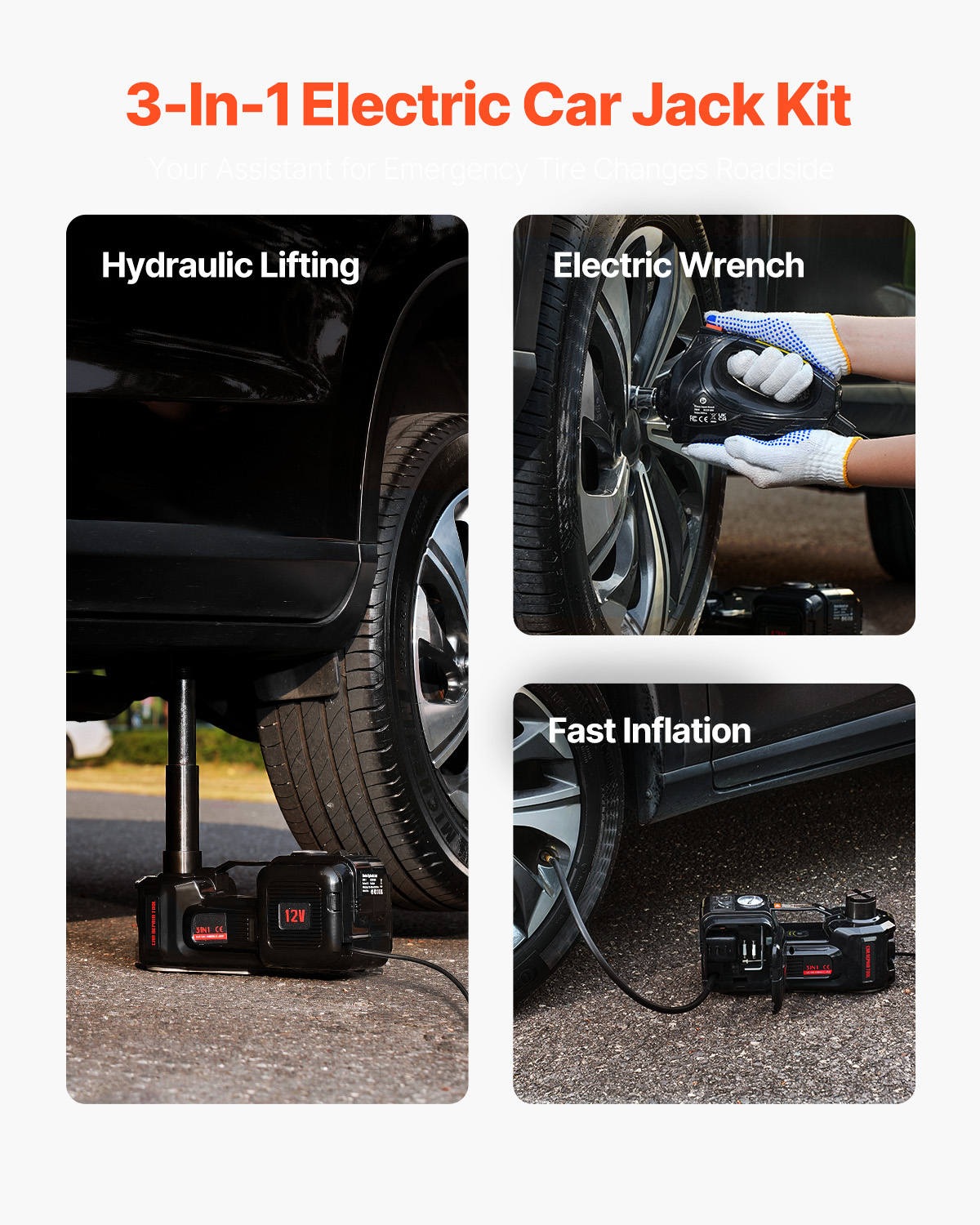 Electric Car Jack 5/15T Portable Jack Kit w/Impact Wrench and Remote Control - Picture 26 of 80