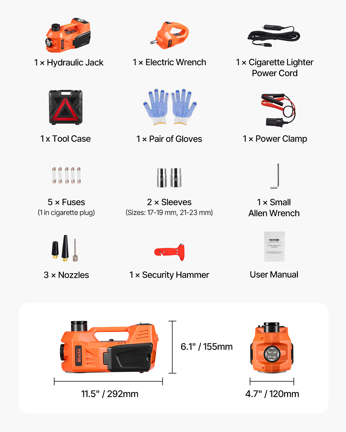 Electric Car Jack 5/15T Portable Jack Kit w/Impact Wrench and Remote Control - Picture 78 of 80