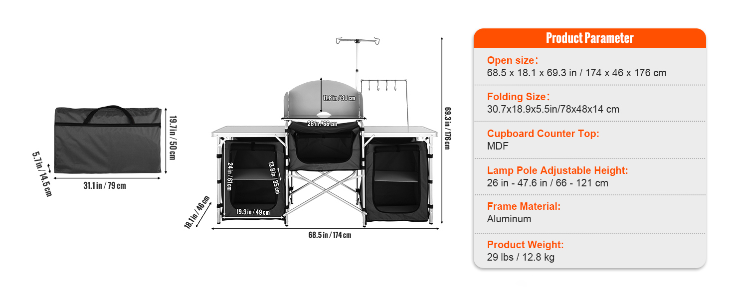 folding camping table,windscreen,black