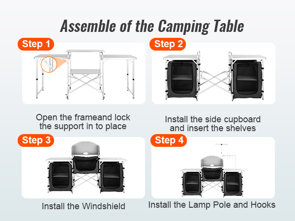CampFeuer - Armoire de camping, cuisine de camping avec structure en  aluminium, protection anti-éclaboussures et lavabo, env. (L) 117 cm x (l)  50 cm x (H) 111 cm : : Sports et Loisirs