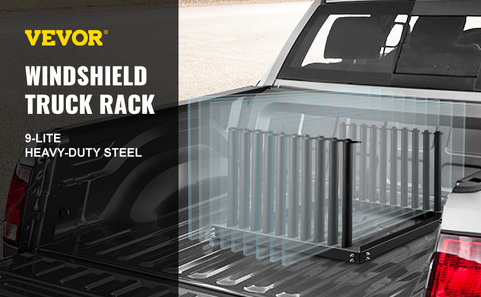 Windshield Rack Windshield Truck Rack,9 Slot Lite Auto Glass Rack,w/ PVC Pad 