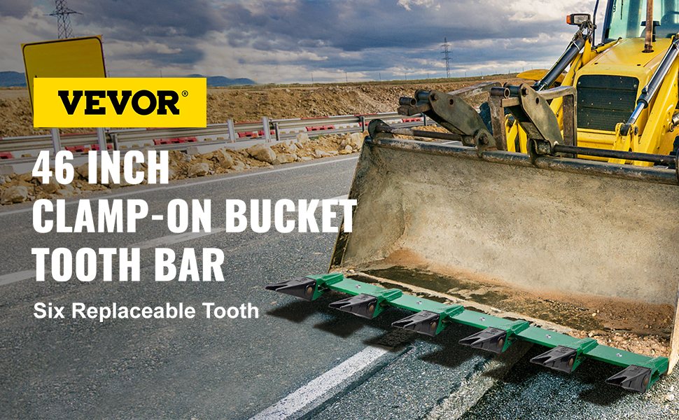 VEVOR Bucket Tooth Bar, 46'' Bolt on Tooth Bar, with 6 Weldon Shanks