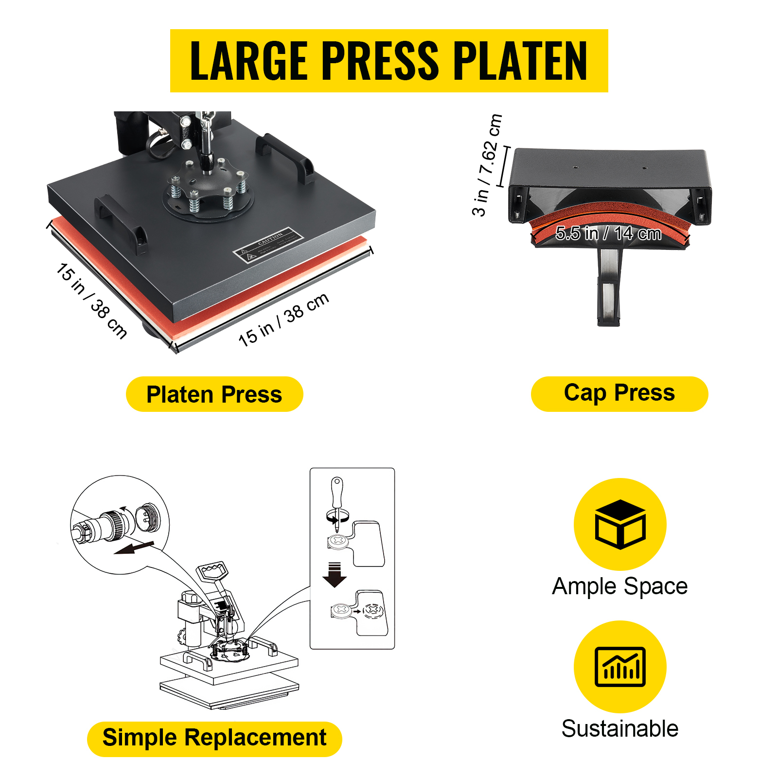5 In 1 Heat Press 15 X 15 Digital Clamshell Sublimation for DIY