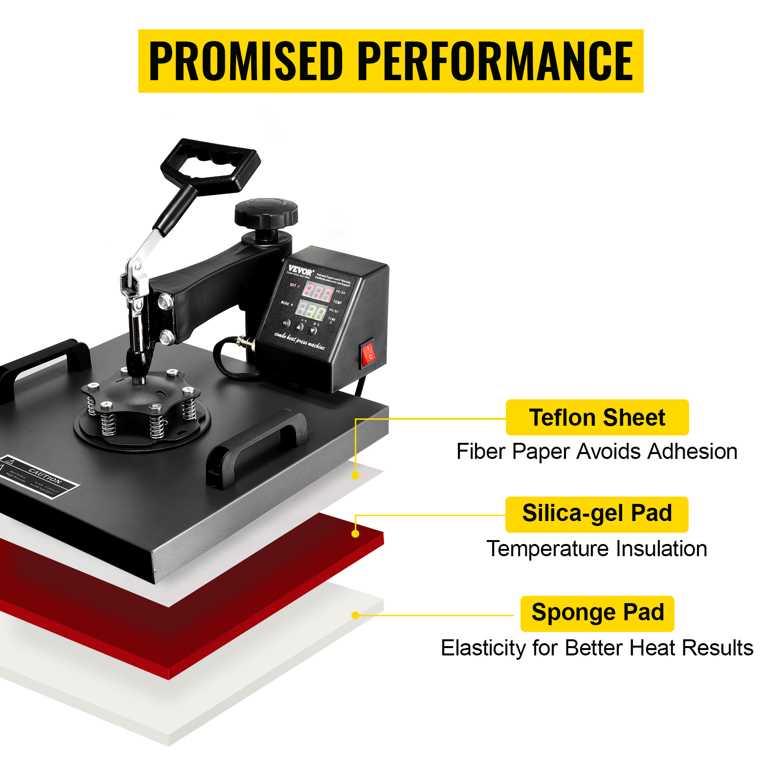 VEVOR Máquina de prensa de calor 12x15, 800W Prensa de calor para  sublimación Combo 5 en 1, Transferencia de prensa de calor digital dual…