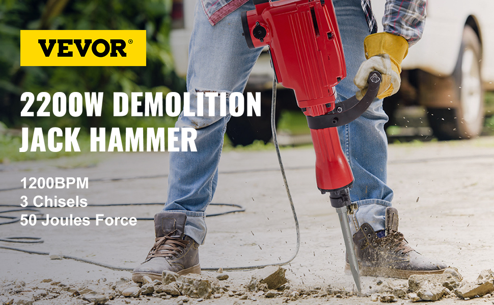 VEVOR Demolition Jack Hammer Jack Hammer Concrete Breaker 1200 BPM