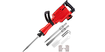 VEVOR Demolition Jack Hammer Jack Hammer Concrete Breaker 1200 BPM Heavy Duty Electric Jack Hammer 3 Chisel Bit W/Gloves & 360° Swiveling Front Handle for Trenching, Chipping, Breaking Holes 