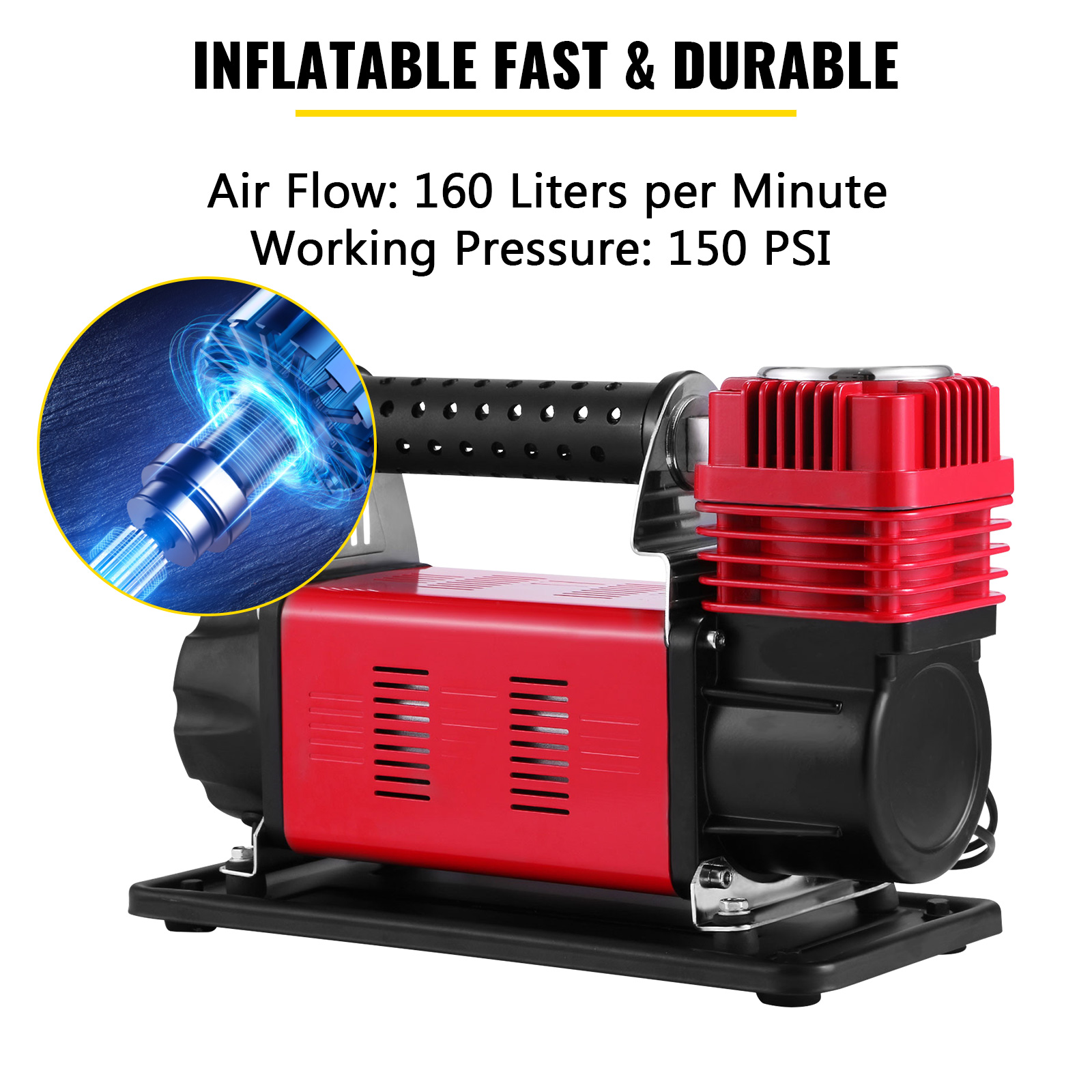 Compresseur d'air portable Sulfar CZK-3634M, 12 V, pompe à pneu de voiture,  Gonfleur 150PSI