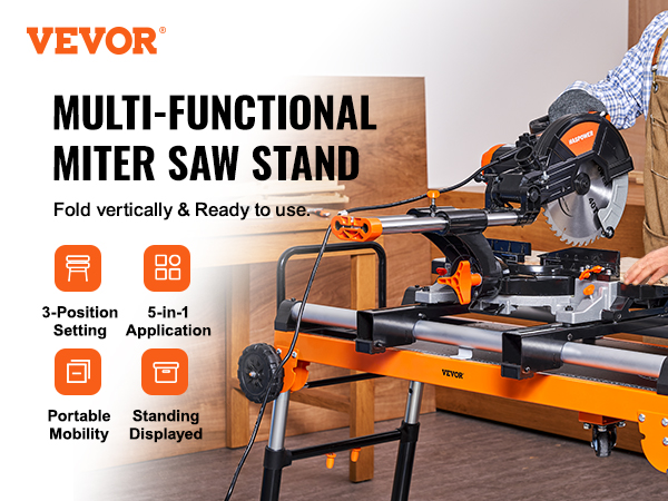 42in Miter Saw Stand,Power Socket,330lbs Load Capacity