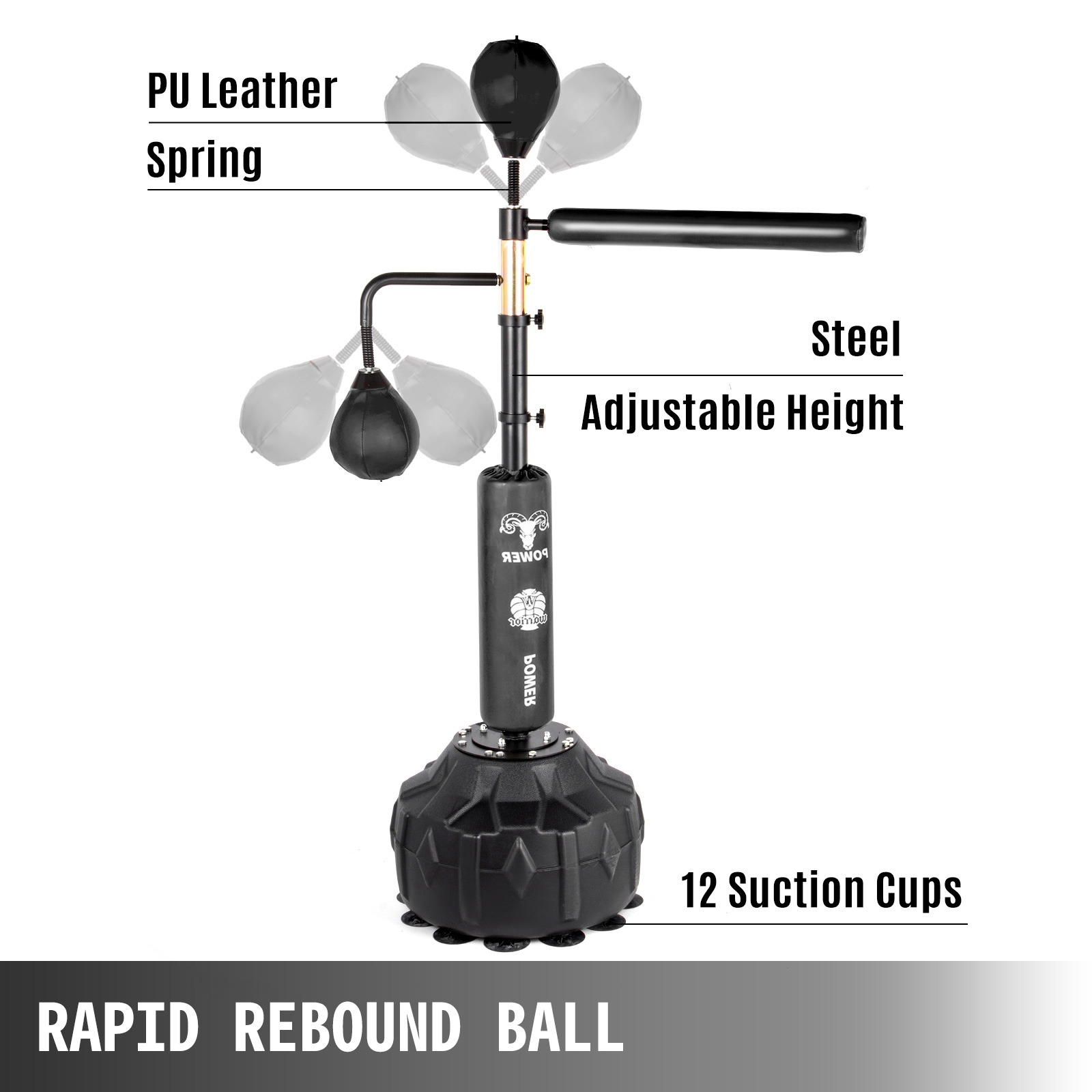 VEVOR Punching-Ball Adultes Sac de Frappe sur Pied de Boxe Hauteur Réglable  1,2 m