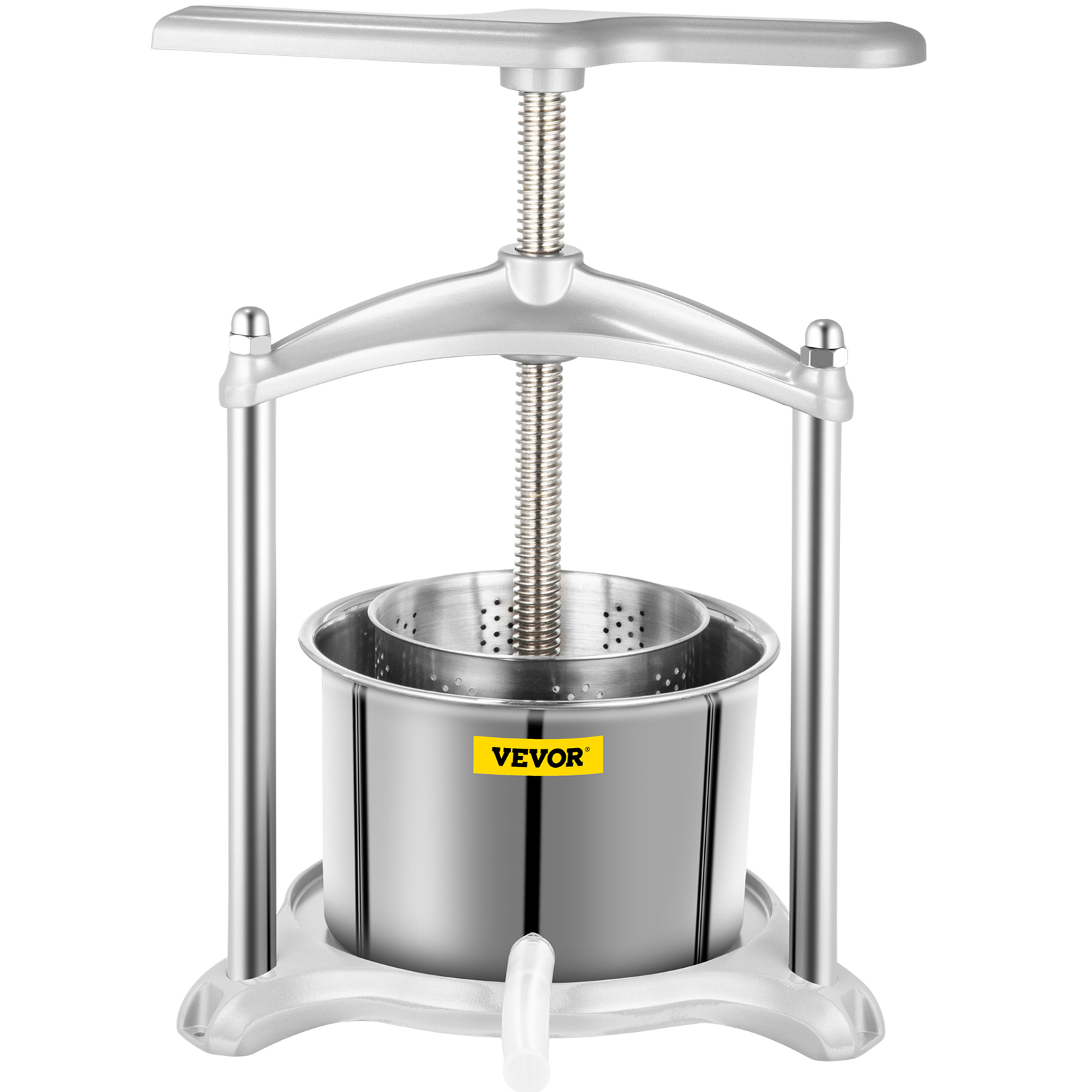For Wine and Cider Making Fruit Press Food-Grade Polished Aluminum with Stainless Steel Press 3 Liter Italian 