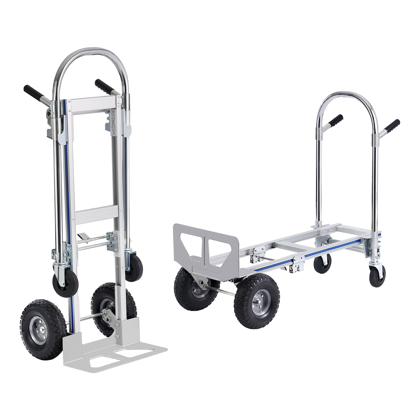 VEVOR Aluminum Hand Truck 2 in 1/4 in 1 Folding Dolly Cart Capacity Heavy Duty